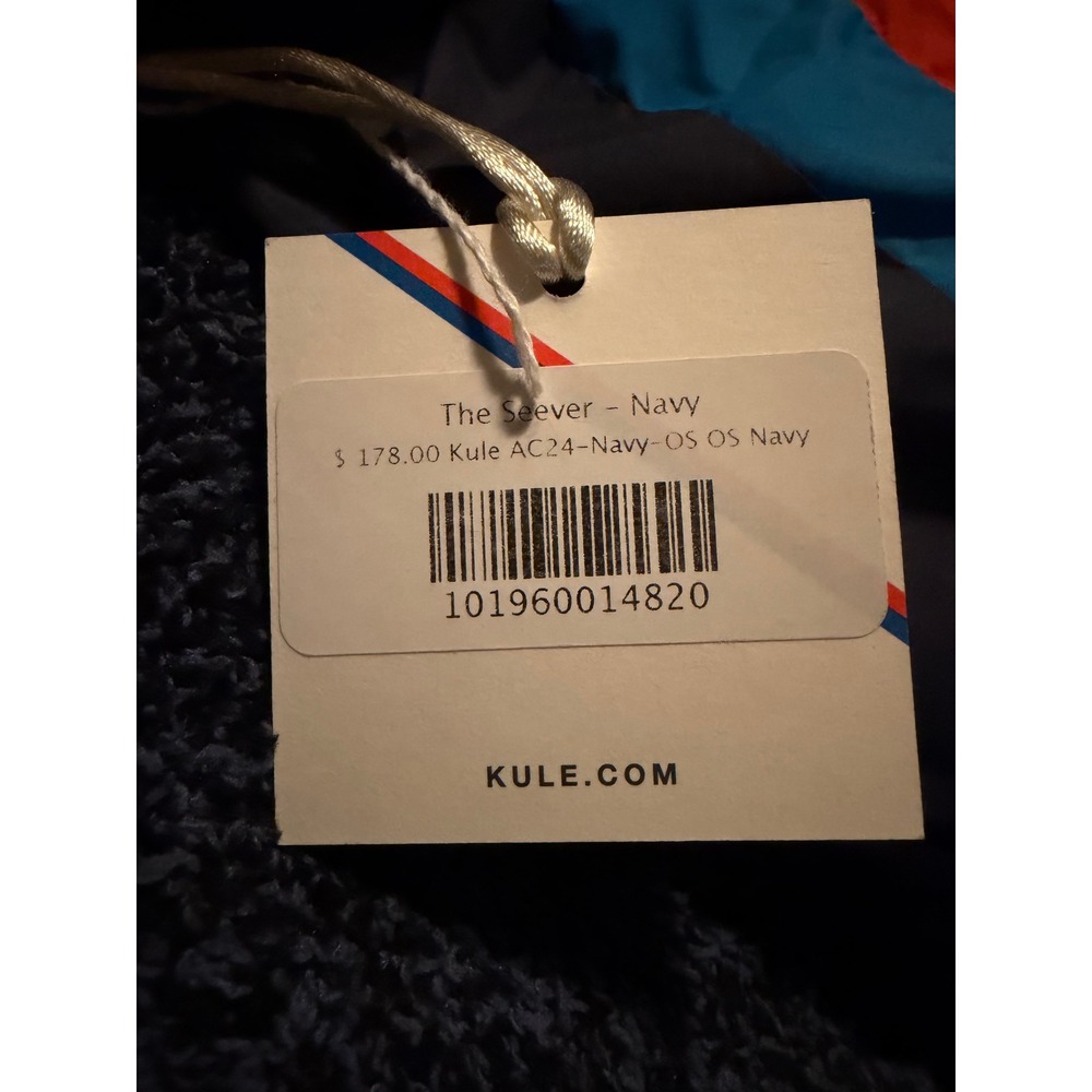 Kule The Seever Navy Puffer Scarf Duck Down Striped Quilted AC24-Navy-OS NWT - Picture 5 of 8